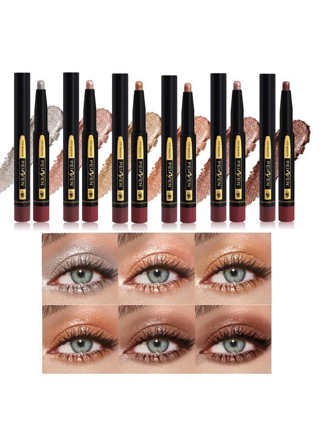 TEEROVA Eyeshadow Stick, 6 Pcs Muti-Color Eyeshadow Pen Set, Creamy Waterproof Long Lasting Eye Makeup Kit, Shimmer Glitter Metal Color Contour Stick - Image 2