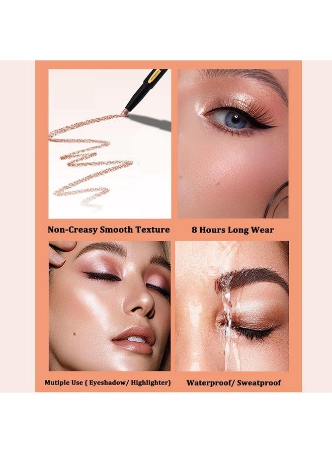 TEEROVA Eyeshadow Stick, 6 Pcs Muti-Color Eyeshadow Pen Set, Creamy Waterproof Long Lasting Eye Makeup Kit, Shimmer Glitter Metal Color Contour Stick - Image 4