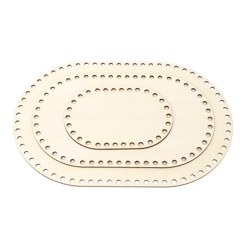 3 Pieces Oval Wooden Crochet Basket Bases - Image 1