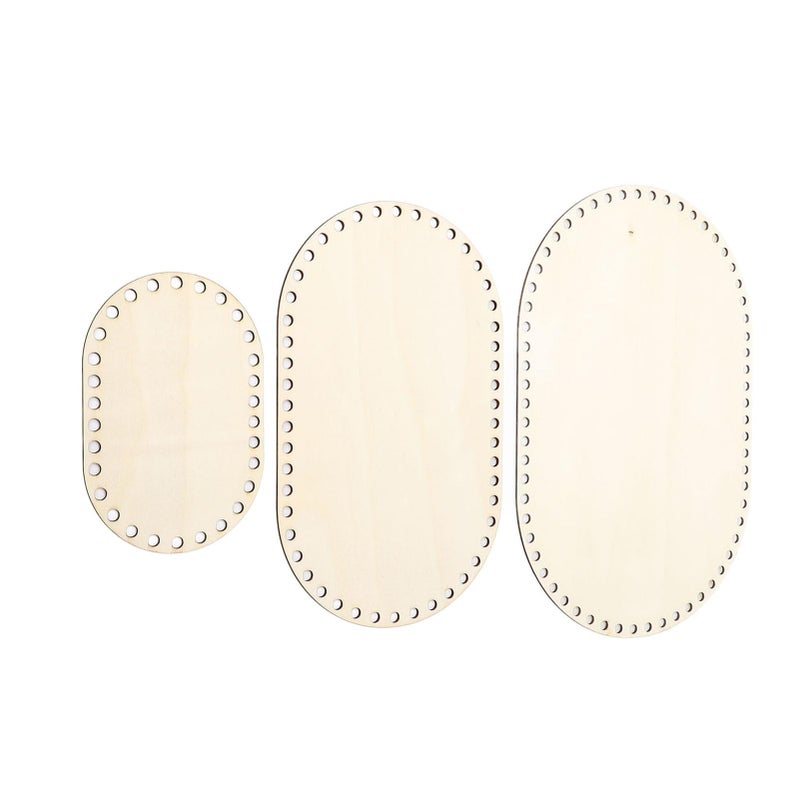 3 Pieces Oval Wooden Crochet Basket Bases - Image 3