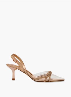 Flora Bella By Shoexpress Women's Studded Pointed Toe Sandals with Buckle Closure and Kitten Heels Ramadan Collection  - Image 3