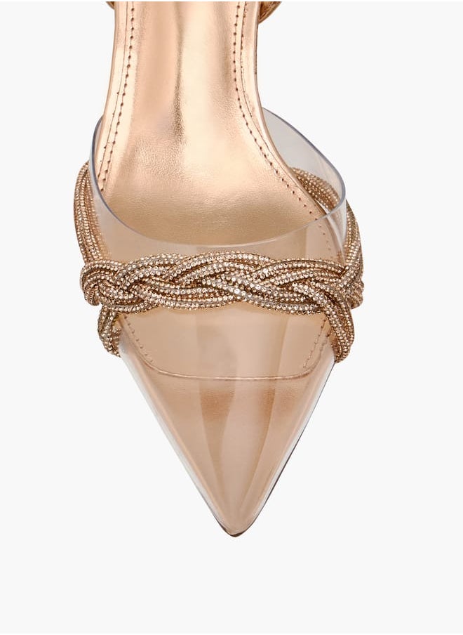 Flora Bella By Shoexpress Women's Studded Pointed Toe Sandals with Buckle Closure and Kitten Heels  - Image 4