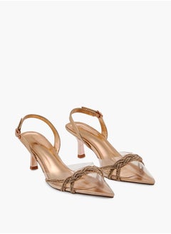 Flora Bella By Shoexpress Women's Studded Pointed Toe Sandals with Buckle Closure and Kitten Heels Ramadan Collection  - Image 1