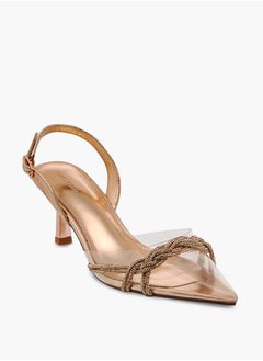 Flora Bella By Shoexpress Women's Studded Pointed Toe Sandals with Buckle Closure and Kitten Heels Ramadan Collection  - Image 2