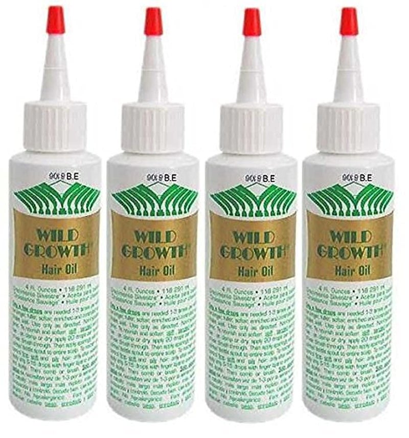 WILD GROWTH HAIR OIL 4 oz Bottle (4 PACK) Detangler/Extender! With Olive oil, Jojoba oil, Coconut oil & more!