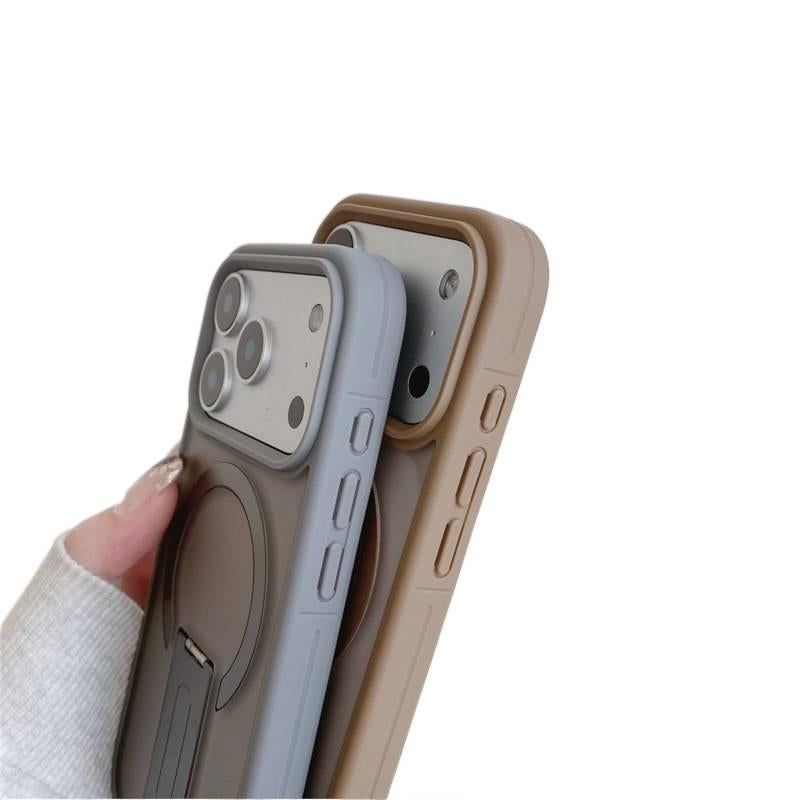 MS غطاء MagSafe بTPU لـ iPhone 16 / 16 Plus / 16 Pro / 16 Pro Max مع مقاوم للصدمات وحماية من السقوط مع مقاوم للصدمات مع حامل قابل للطي مع مغناطيس قوي باللون Desert Gold مغناطيسي بوظي. - Image 3
