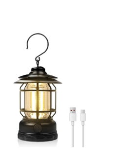 ARCOON ARCOON Rechargeable Portable LED Camping Lantern, Vintage-Style Hanging Light for Tent Camping and Power Outages (Black)  - Image 1
