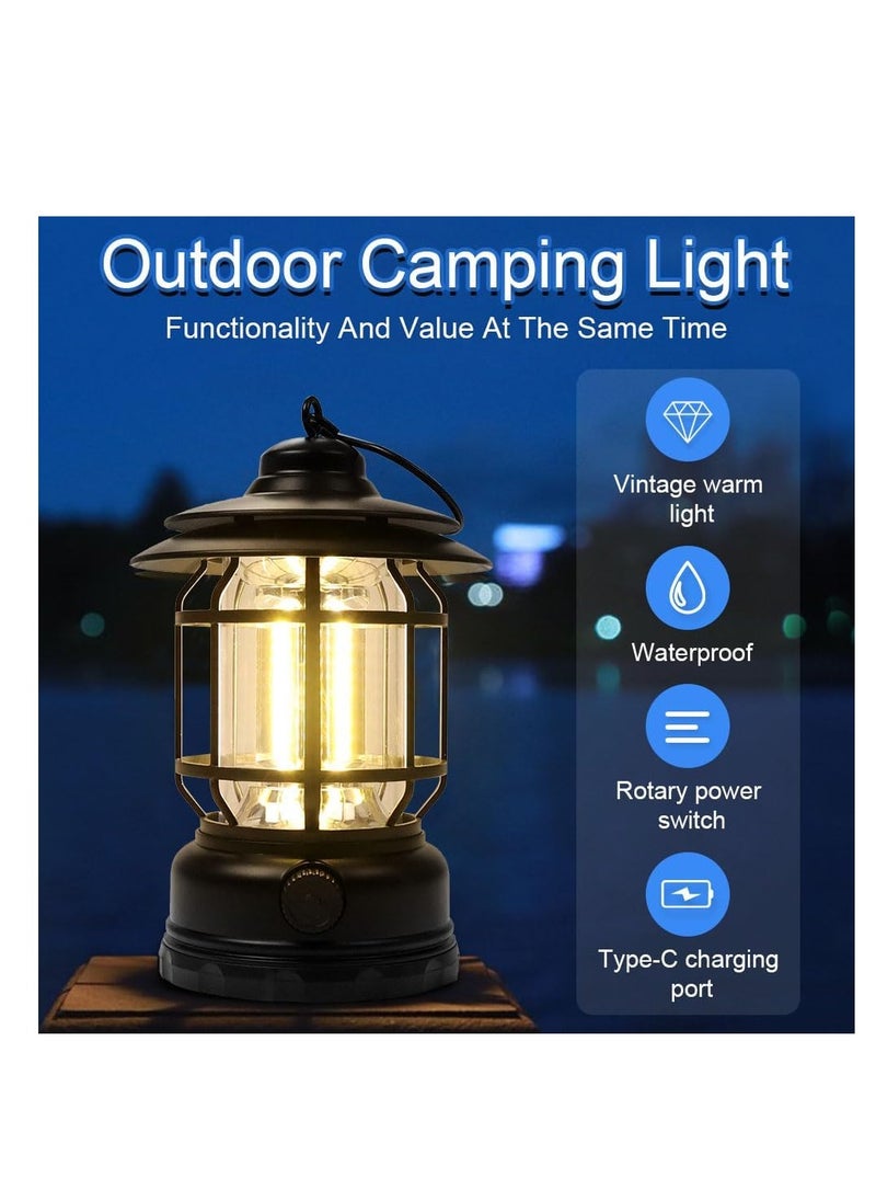 ARCOON ARCOON Rechargeable Portable LED Camping Lantern, Vintage-Style Hanging Light for Tent Camping and Power Outages (Black)  - Image 4