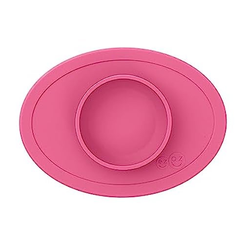 ezpz Tiny Bowl - 100% Food Grade Silicone Suction Bowl with Built-in Placemat for First Foods, Promotes Baby Self-Feeding, Non-Slip - Fits on All Highchair Trays - Microwave Safe - 6 Months+ (Blush) - Image 1