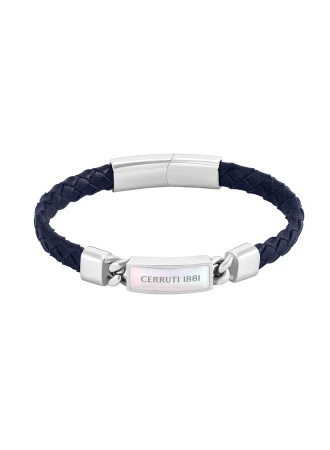 شيروتي 1881 Isidoro Blue Braided Leather Bracelet for Men