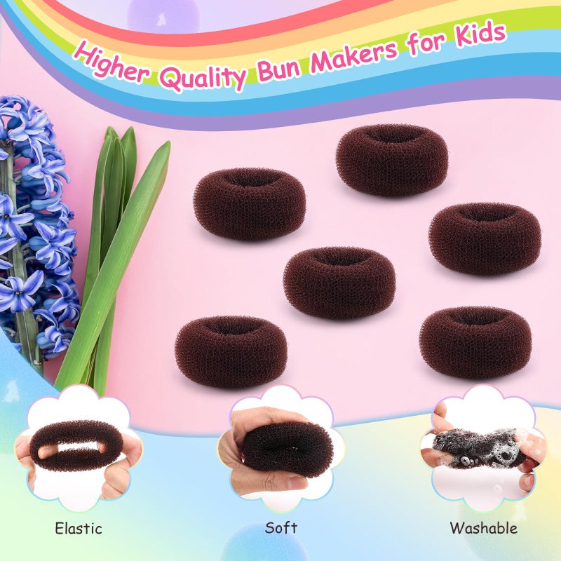 HOFASON Extra Small Hair Bun Maker for Kids (2 Inch), 6 PCS Bun Maker Hair Accessories, Chignon Hair Donut Sock Forms Buns, Christmas Gifts for Teen Girls Hair Stuff - Image 3