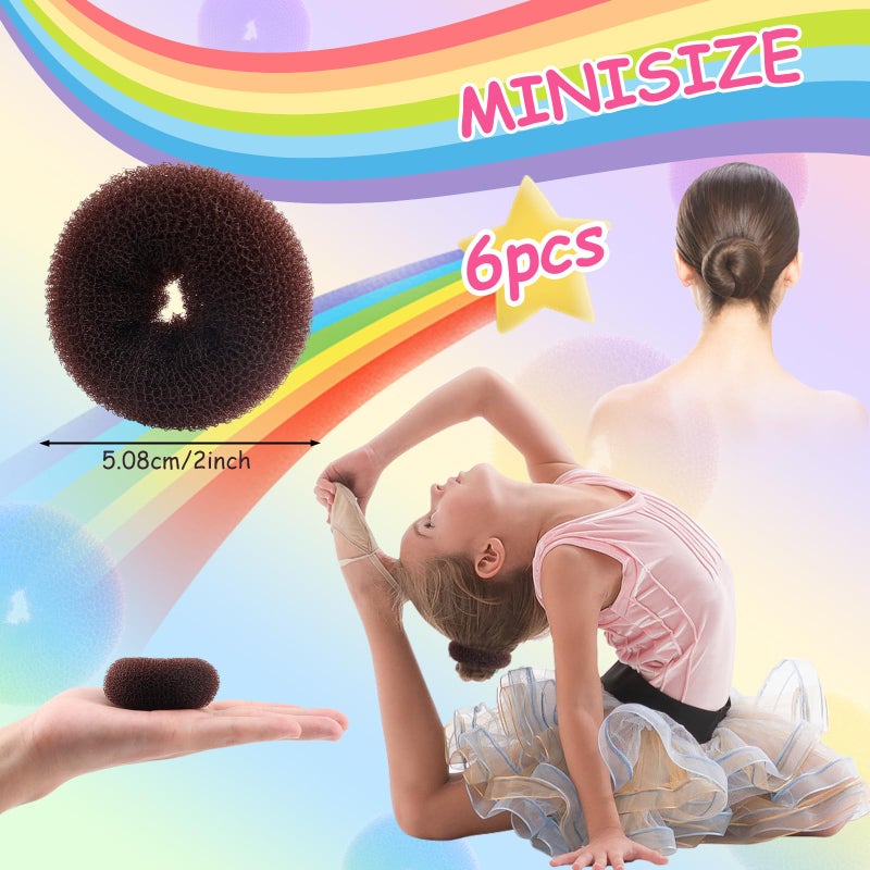 HOFASON Extra Small Hair Bun Maker for Kids (2 Inch), 6 PCS Bun Maker Hair Accessories, Chignon Hair Donut Sock Forms Buns, Christmas Gifts for Teen Girls Hair Stuff - Image 2