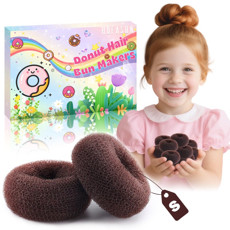 HOFASON Extra Small Hair Bun Maker for Kids (2 Inch), 6 PCS Bun Maker Hair Accessories, Chignon Hair Donut Sock Forms Buns, Christmas Gifts for Teen Girls Hair Stuff - Image 1