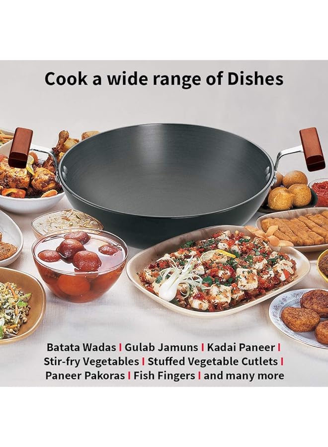 Hawkins Futura Hard Anodised Deep Fry Pan (Kadhai) Round Bottom Without Lid, 1.5 Litres, Black - Image 5