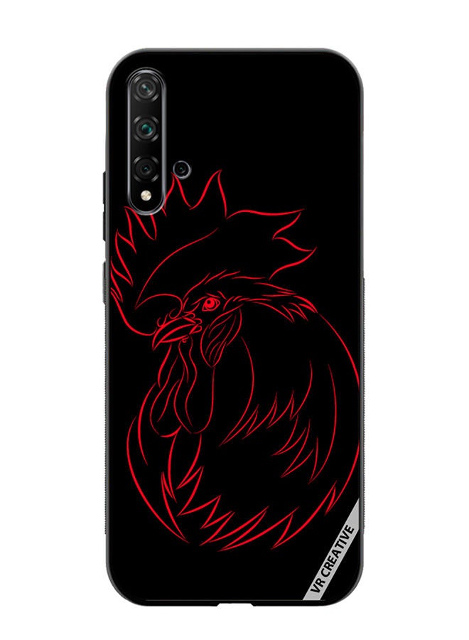 VR CREATIVE Protective Case Cover For Huawei Nova 5T Coaster Red Sketch On A Black Design Multicolour - Image 1
