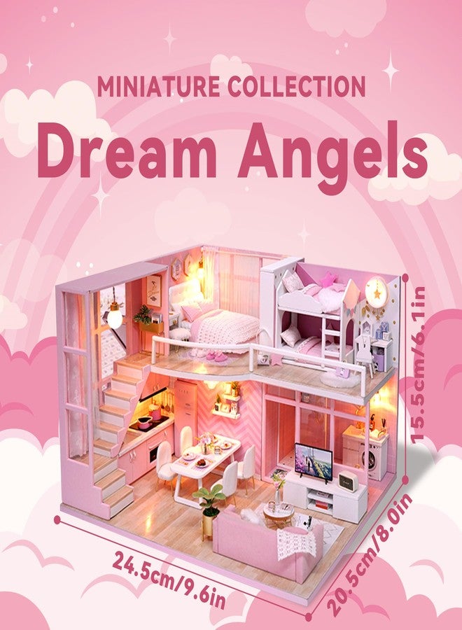 Flever Dollhouse Miniature DIY House Kit Creative Room with Loft Apartment Scene for Romantic Artwork Gift (Dream Angel) - Image 2