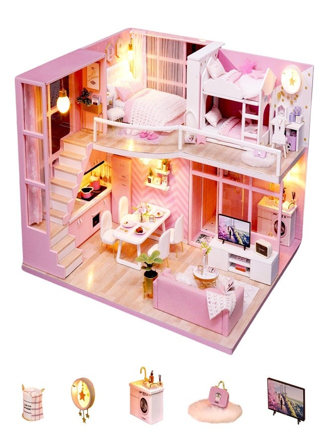 Flever Dollhouse Miniature DIY House Kit Creative Room with Loft Apartment Scene for Romantic Artwork Gift (Dream Angel) - Image 1