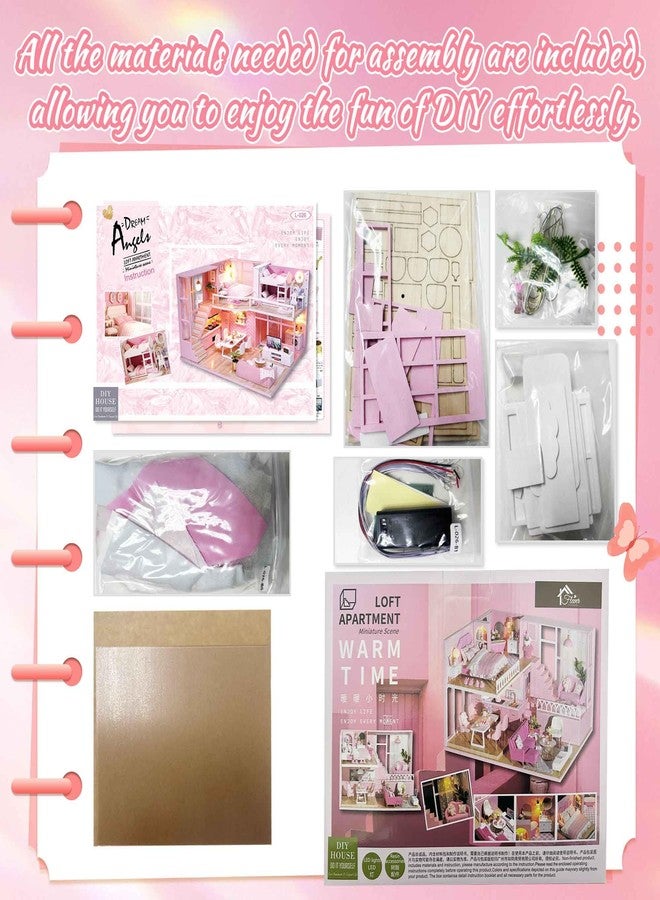 Flever Dollhouse Miniature DIY House Kit Creative Room with Loft Apartment Scene for Romantic Artwork Gift (Dream Angel) - Image 3