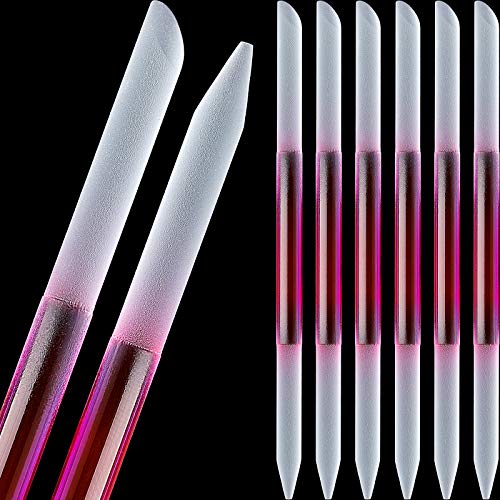 Maitys 6 Pieces Glass Cuticle Pusher Glass Cuticle Stick Set Double Sided Crystal Nail Files Precision Manicure Pedicure Pusher ToolsPink - Image 1
