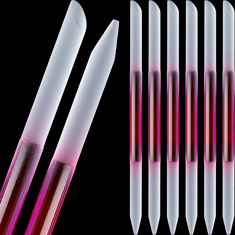 Maitys 6 Pieces Glass Cuticle Pusher Glass Cuticle Stick Set Double Sided Crystal Nail Files Precision Manicure Pedicure Pusher ToolsPink - Image 3