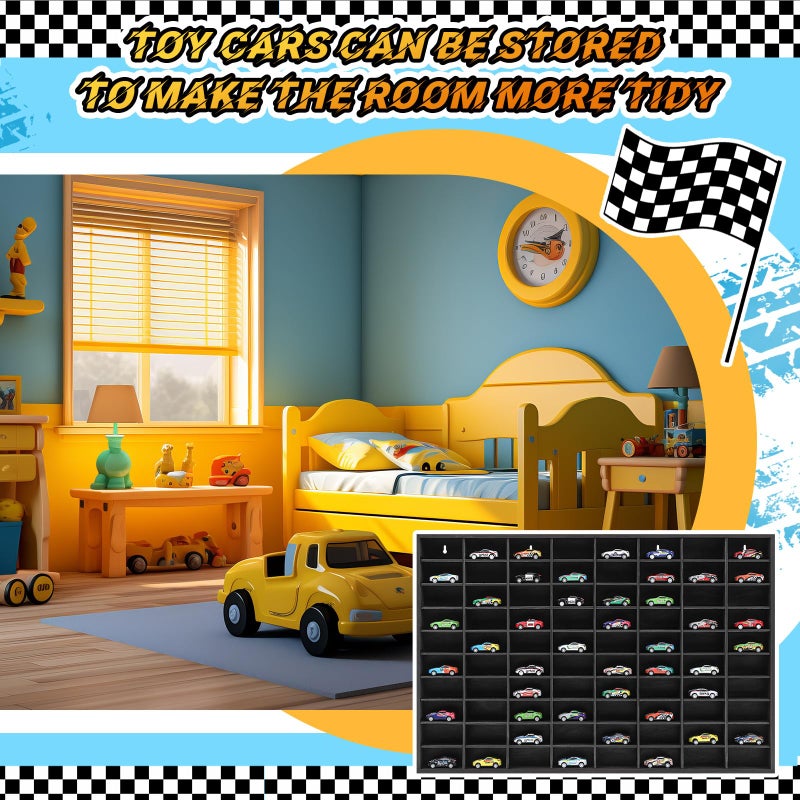 Seenelling Wooden Display Case for Hot Diecast Wheels, 80 Spaces, Wall Mount, 1/64 Scale, Toy Car Storage Display Shelf, Model Car Storage Organizer, Cabinet for Model Collectibles - Image 4