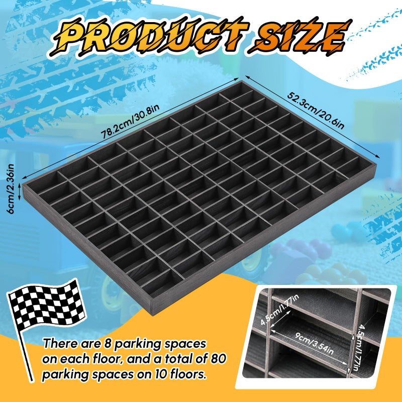 Seenelling Wooden Display Case for Hot Diecast Wheels, 80 Spaces, Wall Mount, 1/64 Scale, Toy Car Storage Display Shelf, Model Car Storage Organizer, Cabinet for Model Collectibles - Image 2