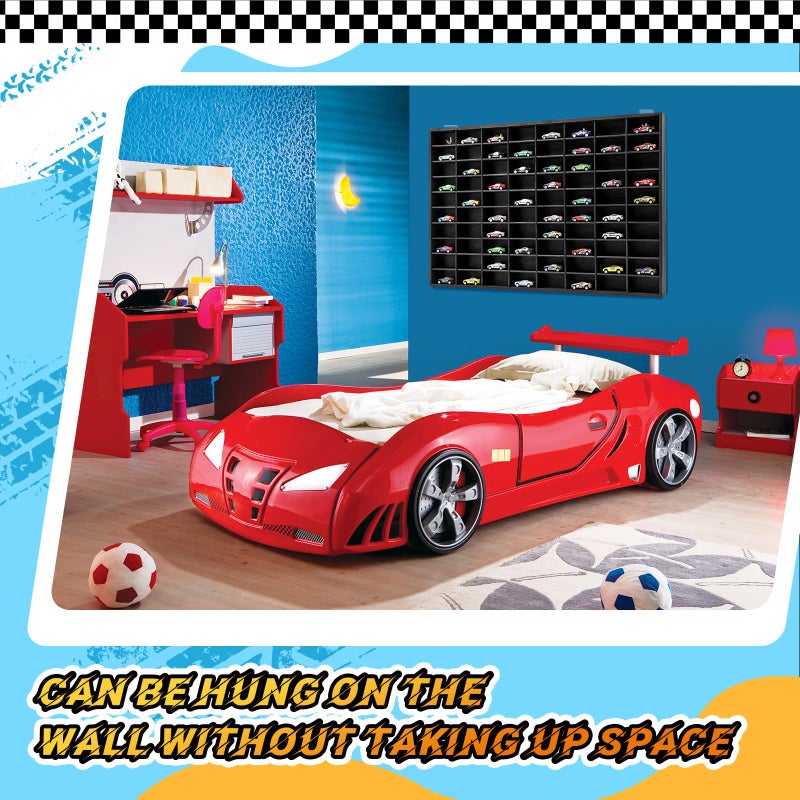 Seenelling Wooden Display Case for Hot Diecast Wheels, 80 Spaces, Wall Mount, 1/64 Scale, Toy Car Storage Display Shelf, Model Car Storage Organizer, Cabinet for Model Collectibles - Image 5