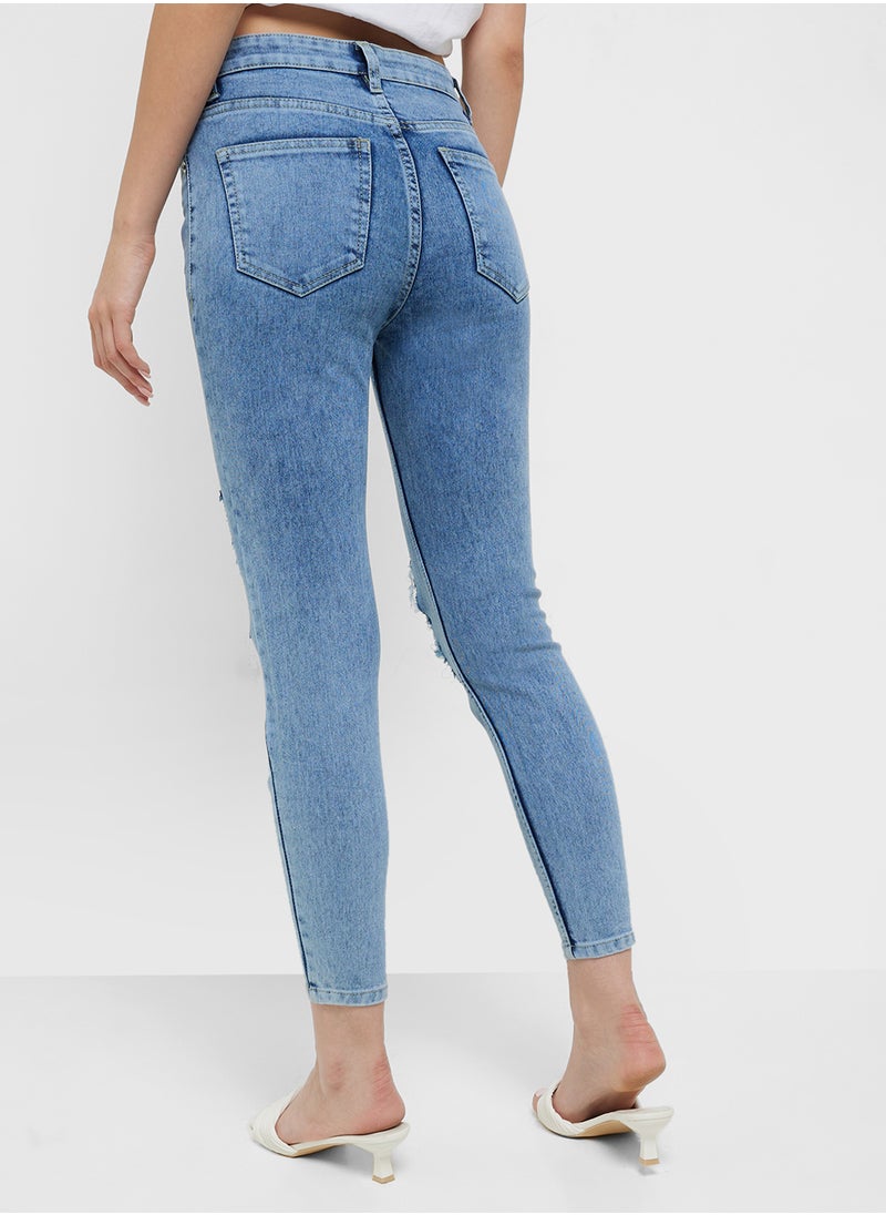Ginger Ripped Mid Rise Skinny Jeans  - Image 3
