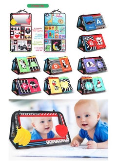 Black White Haha Glasses Training Book Foldable Toothpaste Car Hanging Baby Toys Wholesale-Color:Giraffe Ha Ha Mirror Cognitive Cloth Book (2 Large Pages And 8 Faces)
