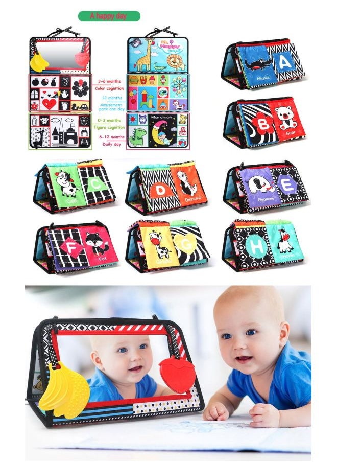 Generic - Black White Haha Glasses Training Book Foldable Toothpaste Car Hanging Baby Toys Wholesale-Color:Giraffe Ha Ha Mirror Cognitive Cloth Book (2 Large Pages And 8 Faces) - Image 1