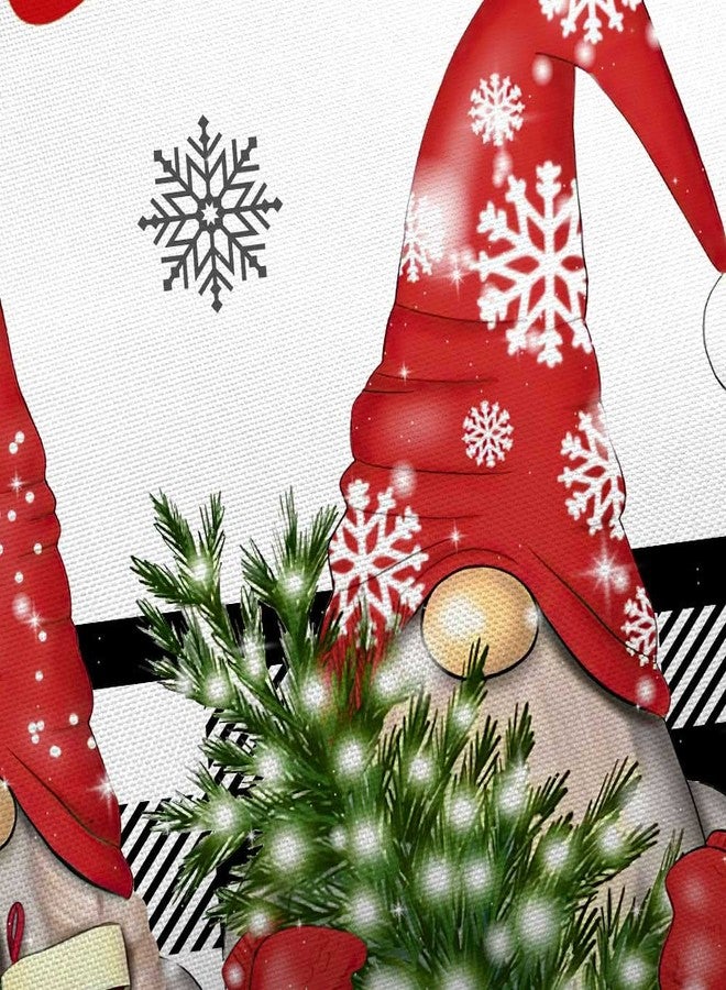 VEIGIKE Christmas Gnomes Shower Curtain, Cute Gnome Xmas Holiday Winter Fabric Shower Curtains Set for Bathroom, Farmhouse Buffalo Check Plaid Restroom Decor Accessories with Hooks 72X 72 inch - Image 4