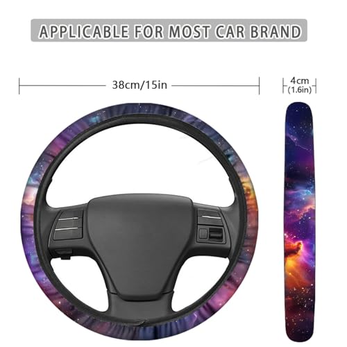 AFPANQZ Anti-Slip Steering Wheel Cover for Women Universal Fit 14 to 15 inch, Car SUV Sedans Accessories Neoprene Steering Wheel Protection Sweat Absorption Nebula Galaxy Pink Blue - Image 5