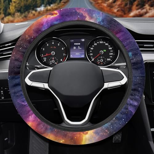 AFPANQZ Anti-Slip Steering Wheel Cover for Women Universal Fit 14 to 15 inch, Car SUV Sedans Accessories Neoprene Steering Wheel Protection Sweat Absorption Nebula Galaxy Pink Blue - Image 3