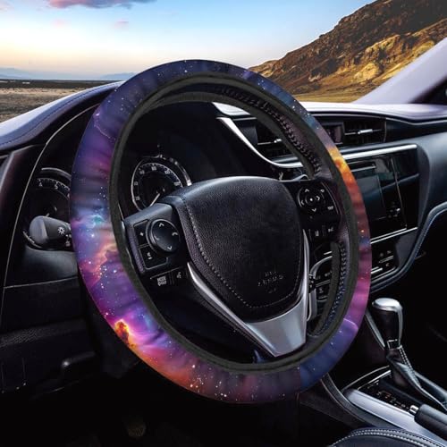 AFPANQZ Anti-Slip Steering Wheel Cover for Women Universal Fit 14 to 15 inch, Car SUV Sedans Accessories Neoprene Steering Wheel Protection Sweat Absorption Nebula Galaxy Pink Blue - Image 1