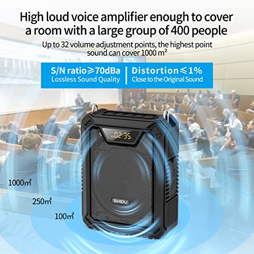SHIDU M808 Portable Bluetooth Voice Amplifier IPX5 Waterproof 18W Loud Speaker 2500mAh Large Capacity Rechargeable Battery PA Systems Speaker for Teachers,Classroom, Meetings and Outdoors - Image 2