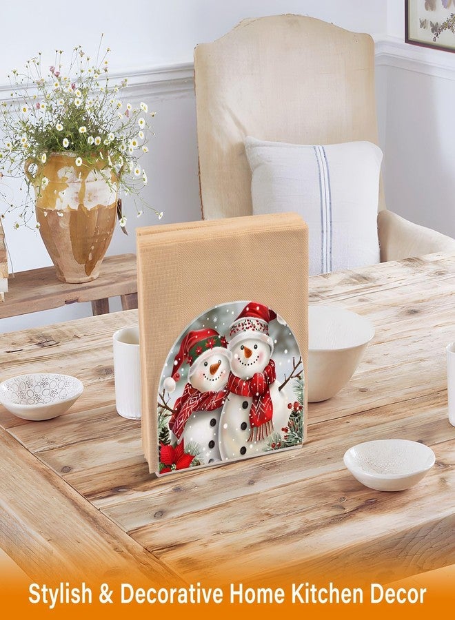 ALAZA Two Adorable Snowman Napkin Holder Kitchen Tissue Paper Dispenser Cocktail for Dining Table, Party Guest, Bathroom - Image 3