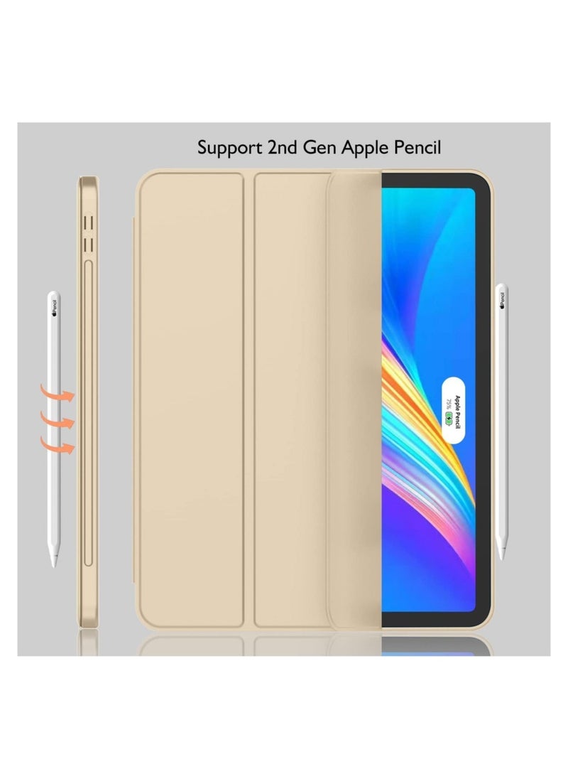 ELTRAZONE iPad Pro 12.9 Case 2022(6th Gen)/2021(5th Gen) with Pencil Holder [Support iPad 2nd Pencil Charging/Pair],Trifold Stand Smart Case with Soft TPU Back,Auto Wake/Sleep(Champagne Gold) - Image 2