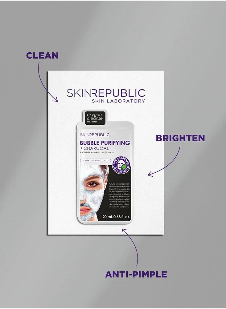 SKIN REPUBLIC - Bubble Purifying Charcoal Face Mask Sheet 20ml - Image 1