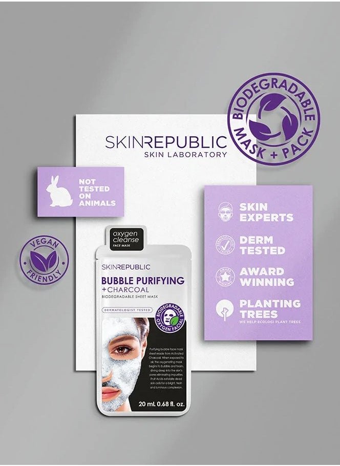 SKIN REPUBLIC - Bubble Purifying Charcoal Face Mask Sheet 20ml - Image 1