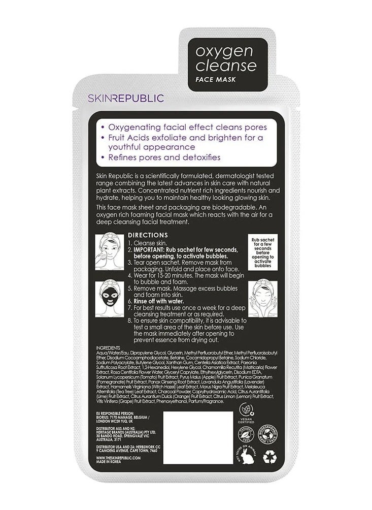 SKIN REPUBLIC - Bubble Purifying Charcoal Face Mask Sheet 20ml - Image 1