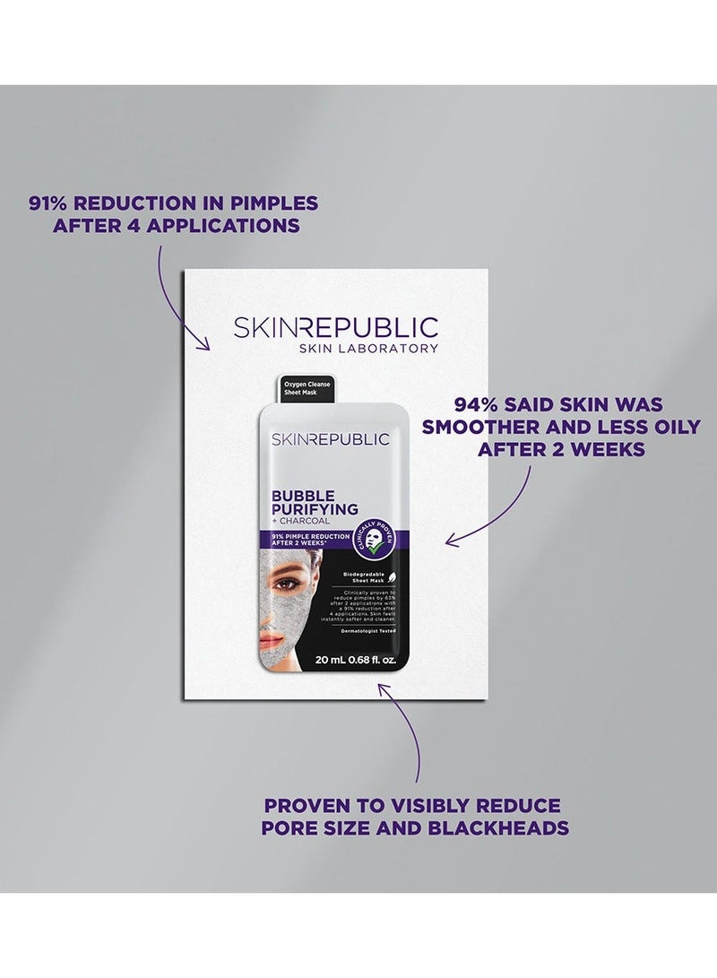 سكين ريبابلك قناع ورقي للوجه (قناع واحد) - سيروم تنقية الفقاعات بالفحم والتفاح وشجرة الشاي، يحارب البثور، يصغر المسام، يزيل الرؤوس السوداء، يتحكم في الزيوت، يقشر البشرة ويمنحها إشراقة. - Image 4