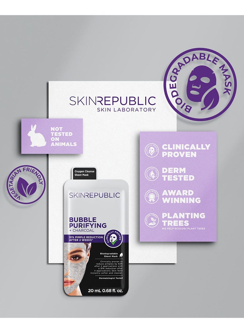 سكين ريبابلك قناع ورقي للوجه (قناع واحد) - سيروم تنقية الفقاعات بالفحم والتفاح وشجرة الشاي، يحارب البثور، يصغر المسام، يزيل الرؤوس السوداء، يتحكم في الزيوت، يقشر البشرة ويمنحها إشراقة. - Image 5