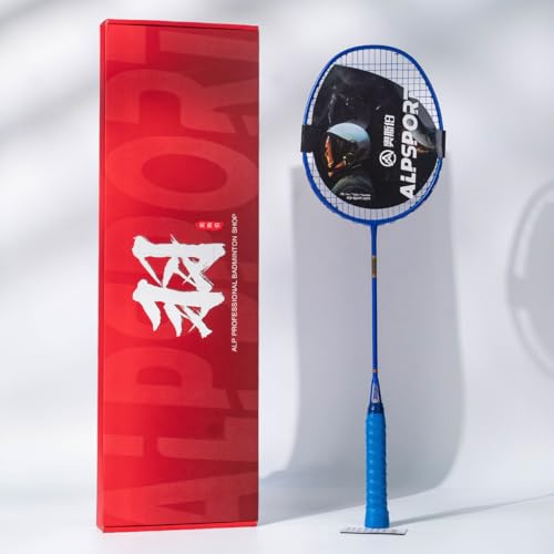 ALPSPORT ZJ Titanium Net 4U G5 Full Carbon Fiber Professional Badminton Racket Graphite Racquets with Gift Box 1 Flannel Bag 2 Grips Tapes Padel Raket for Team Sports Training Blue - Image 1