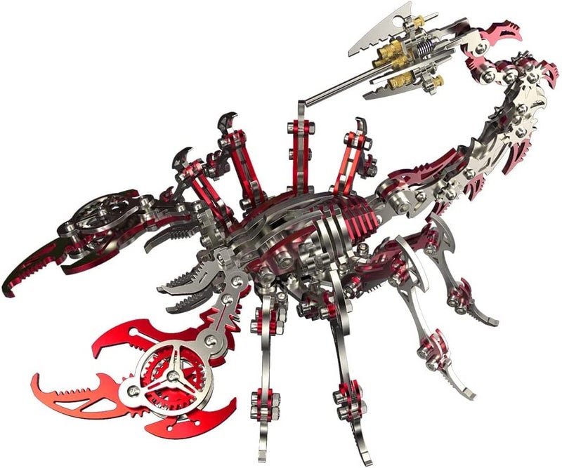 KonHaovF Red 3D Metal Puzzle Scorpion for Adults, DIY Colorful 3D Metal Model Kits to Build with Tool, 3D Desktop Model Kits Building Toys for Adults/Teens