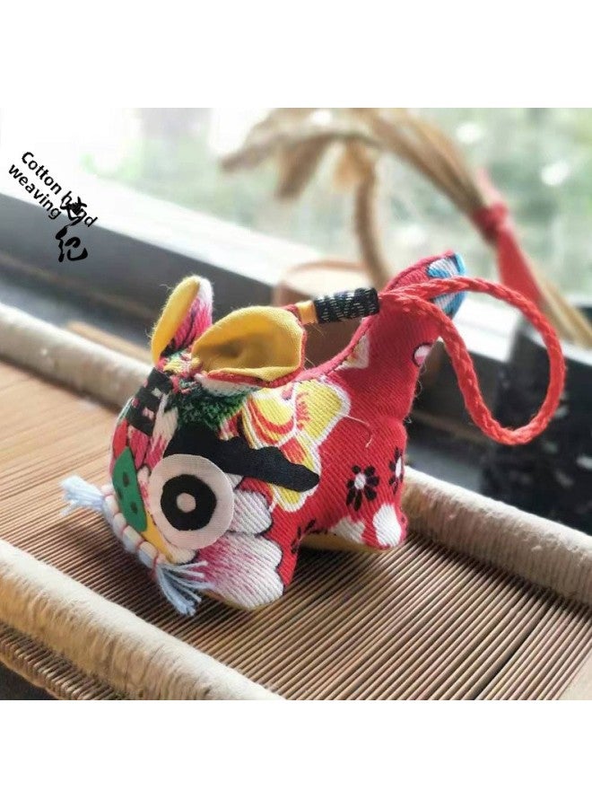 Folk Handicraft Cloth Tiger Pendant Chinese Style Special Gifts For Overseas Folk Accommodation Travel Commemorative Gifts-Specifications:Red Flower - Image 2