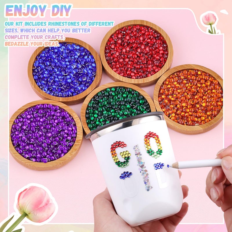 BELLEBOOST 12600Pcs Resin Rhinestones with 3Pcs B7000 Jewelry Glue for Crafting, Multicolors 4mm Non Hotfix Flatback Gems, Bedazzling Crystal for DIY Crafts Clothing Tumblers Mugs Shoes Fabric Decor Nail Art - Image 3