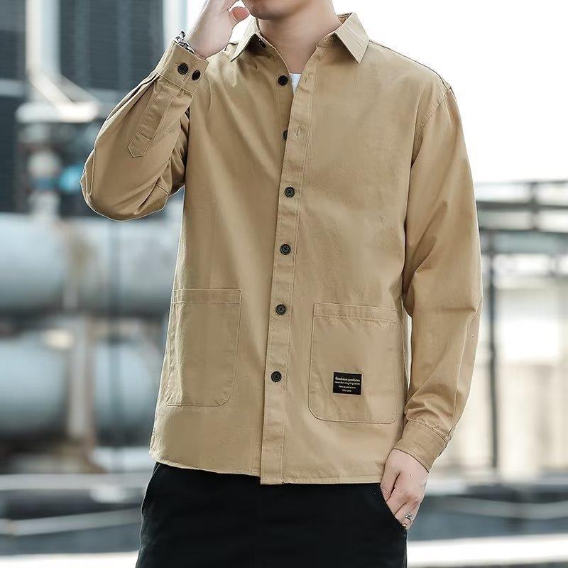 Men'S Non-Ironing Long Sleeve Multi-Pocket Workwear Shirt Men'S Shirt Loose Top Korean Style Versatile Fashion - Image 1