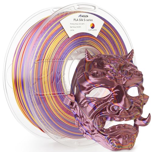 AMOLEN Silk PLA 3D Printer Filament, Shiny Multicolor Rainbow PLA Filament 1.75mm, Fast Color Change PLA 3D Printing Filament for Most FDM 3D Printer, Gold Purple Red, 1kg (2.2lbs) - Image 2