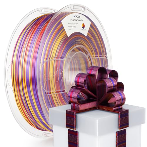 AMOLEN Silk PLA 3D Printer Filament, Shiny Multicolor Rainbow PLA Filament 1.75mm, Fast Color Change PLA 3D Printing Filament for Most FDM 3D Printer, Gold Purple Red, 1kg (2.2lbs) - Image 1