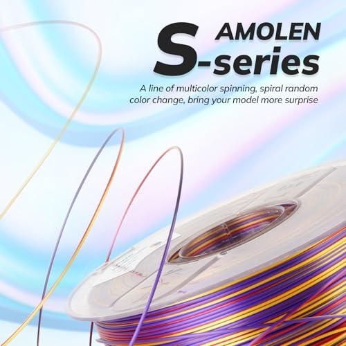 AMOLEN Silk PLA 3D Printer Filament, Shiny Multicolor Rainbow PLA Filament 1.75mm, Fast Color Change PLA 3D Printing Filament for Most FDM 3D Printer, Gold Purple Red, 1kg (2.2lbs) - Image 3